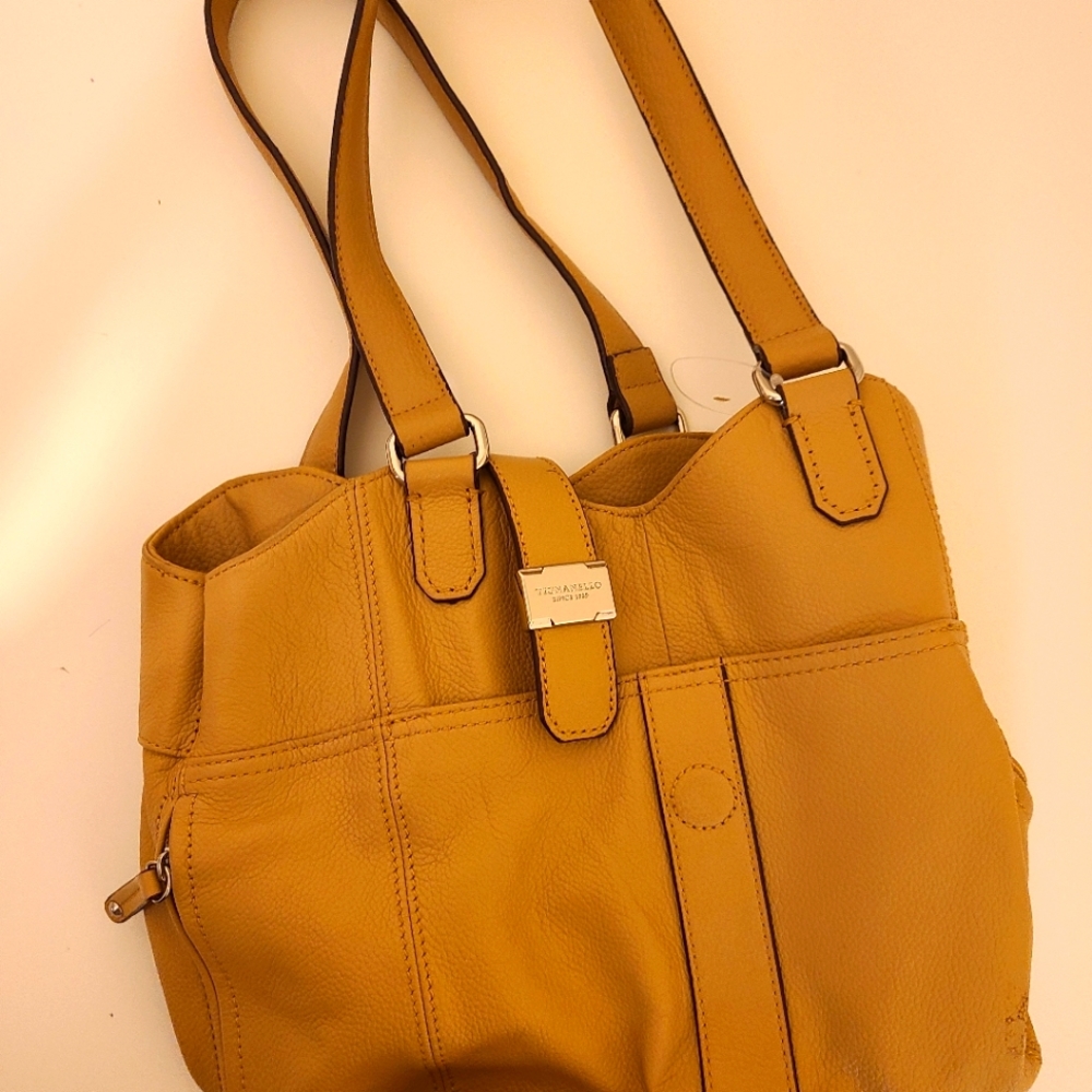 Authentic Tan  Tignanello 100% leather bag  with serial number